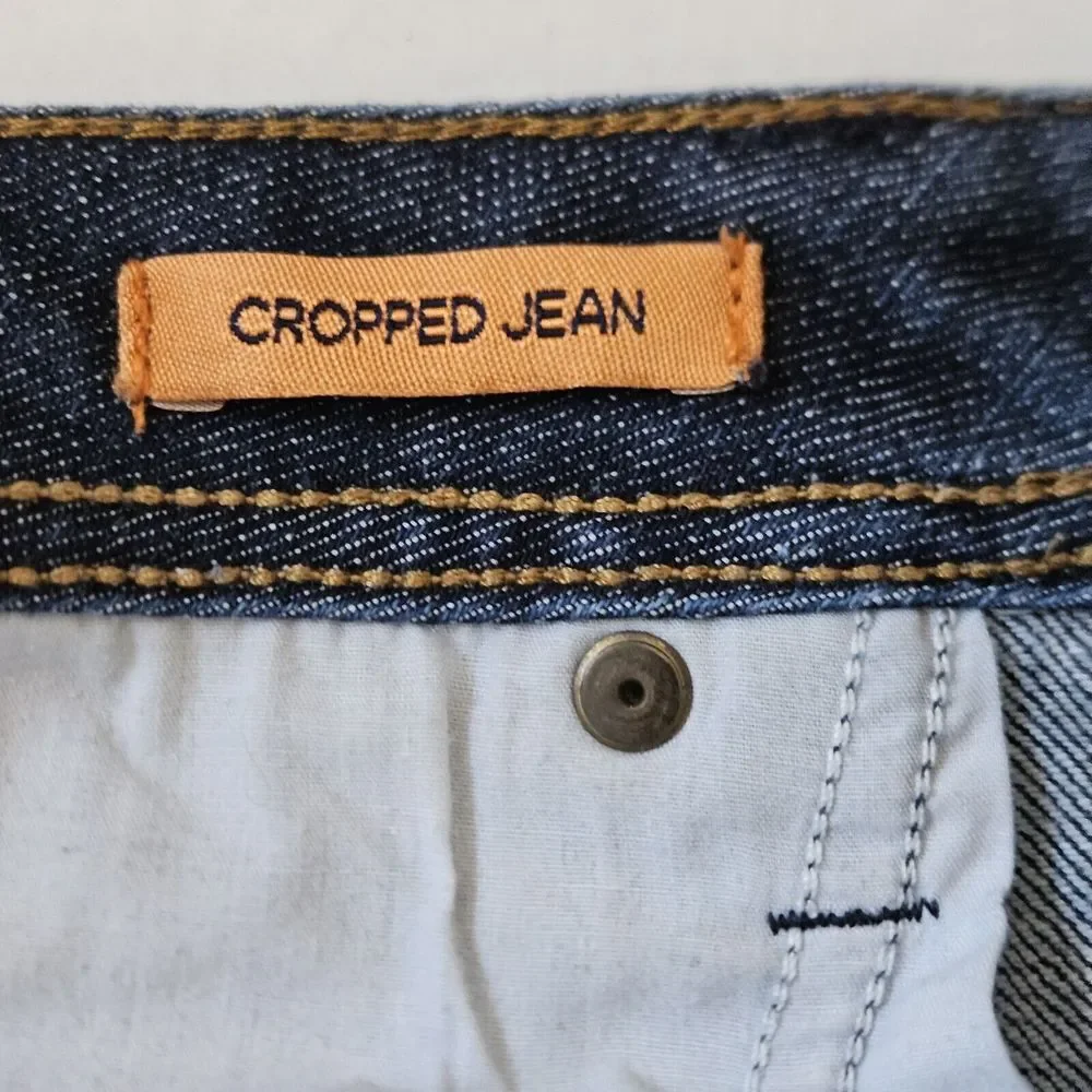 Tory Burch Jeans Womens 31x25.75 Cropped Jean Straight Blue Dark Wash Mid Rise - Picture 9 of 15